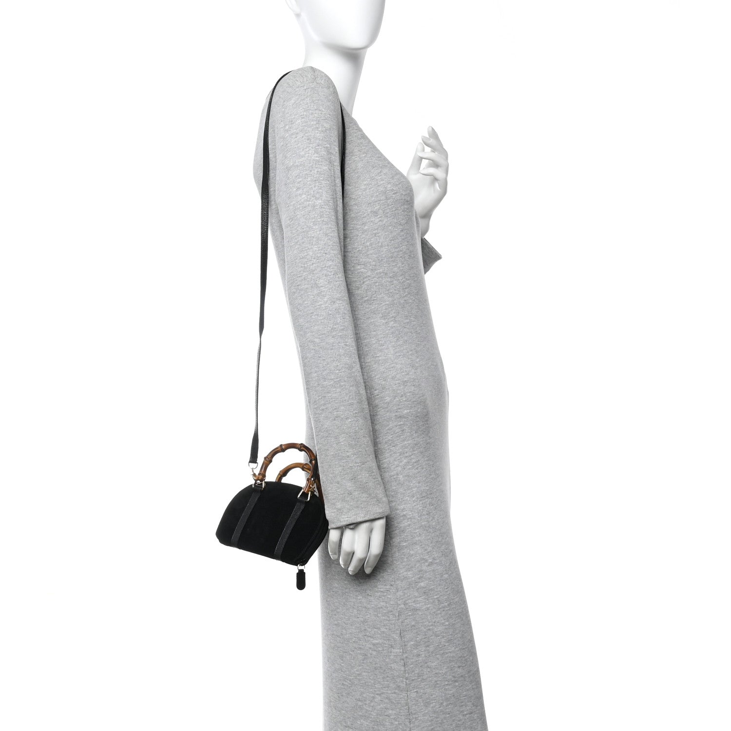 Gucci Suede Mini Bamboo Handle Bag Black 1844619 – FASHIONPHILE