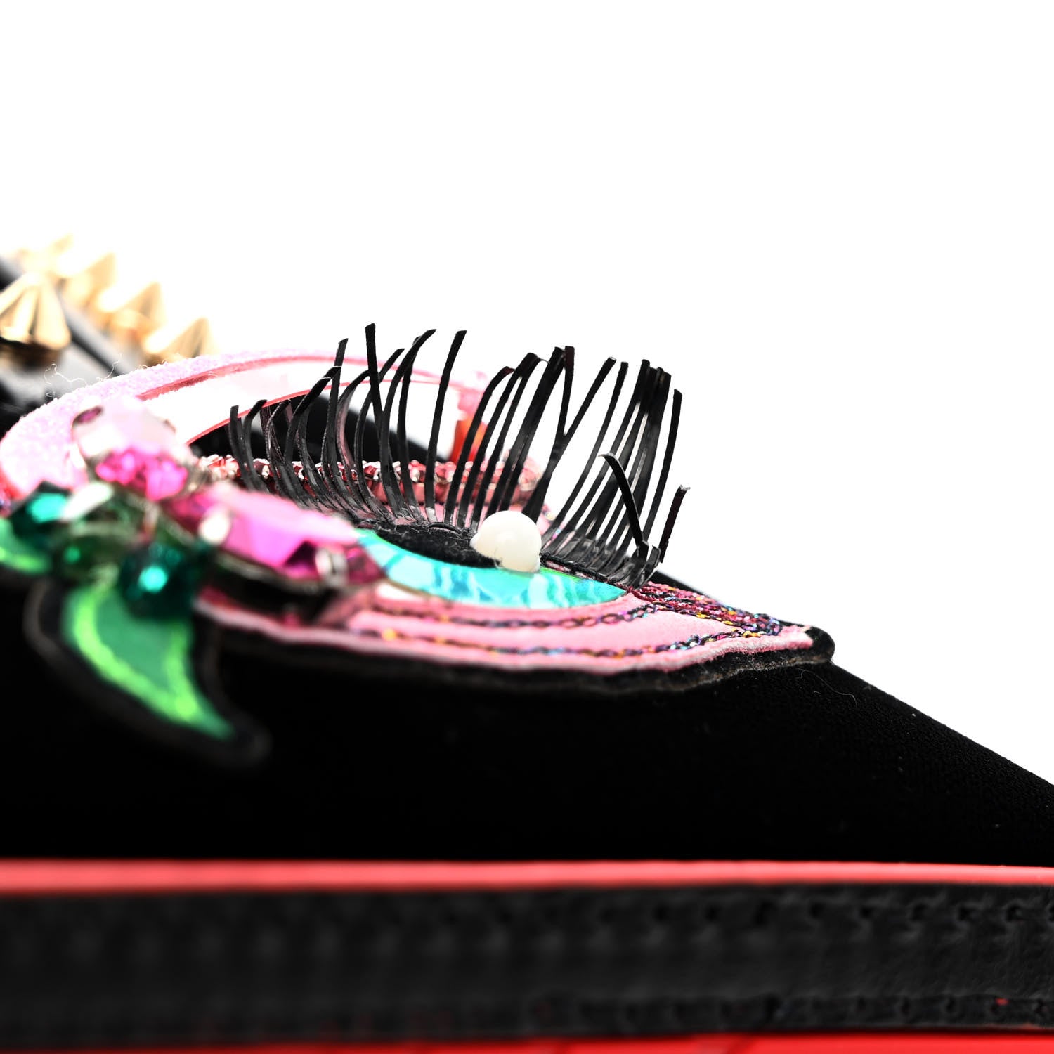Christian Louboutin Velour Eyelet Nano Cabata Tote Black Multicolor 12 of 14