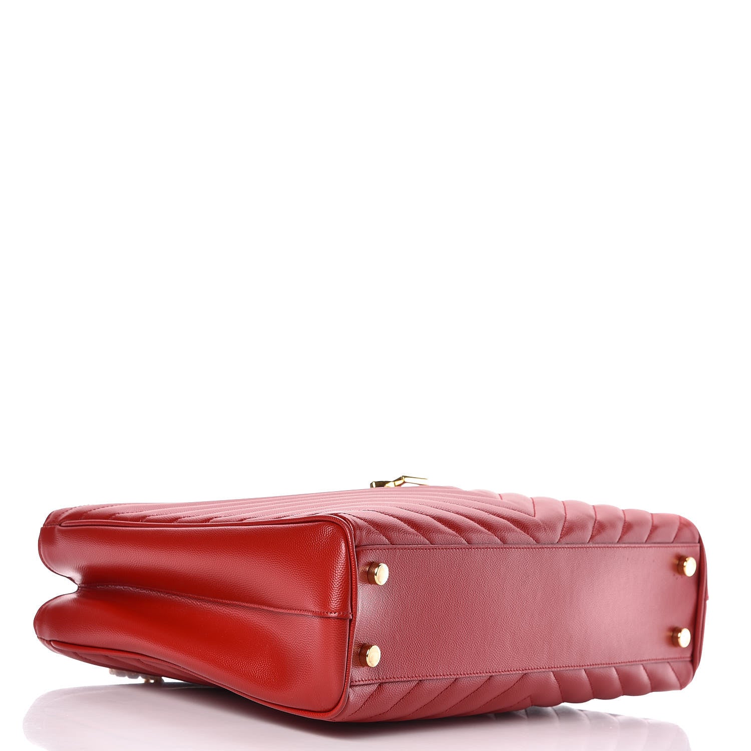 Saint Laurent Grain De Poudre Matelasse Chevron Large Monogram Shopping Bag Red 4 of 16