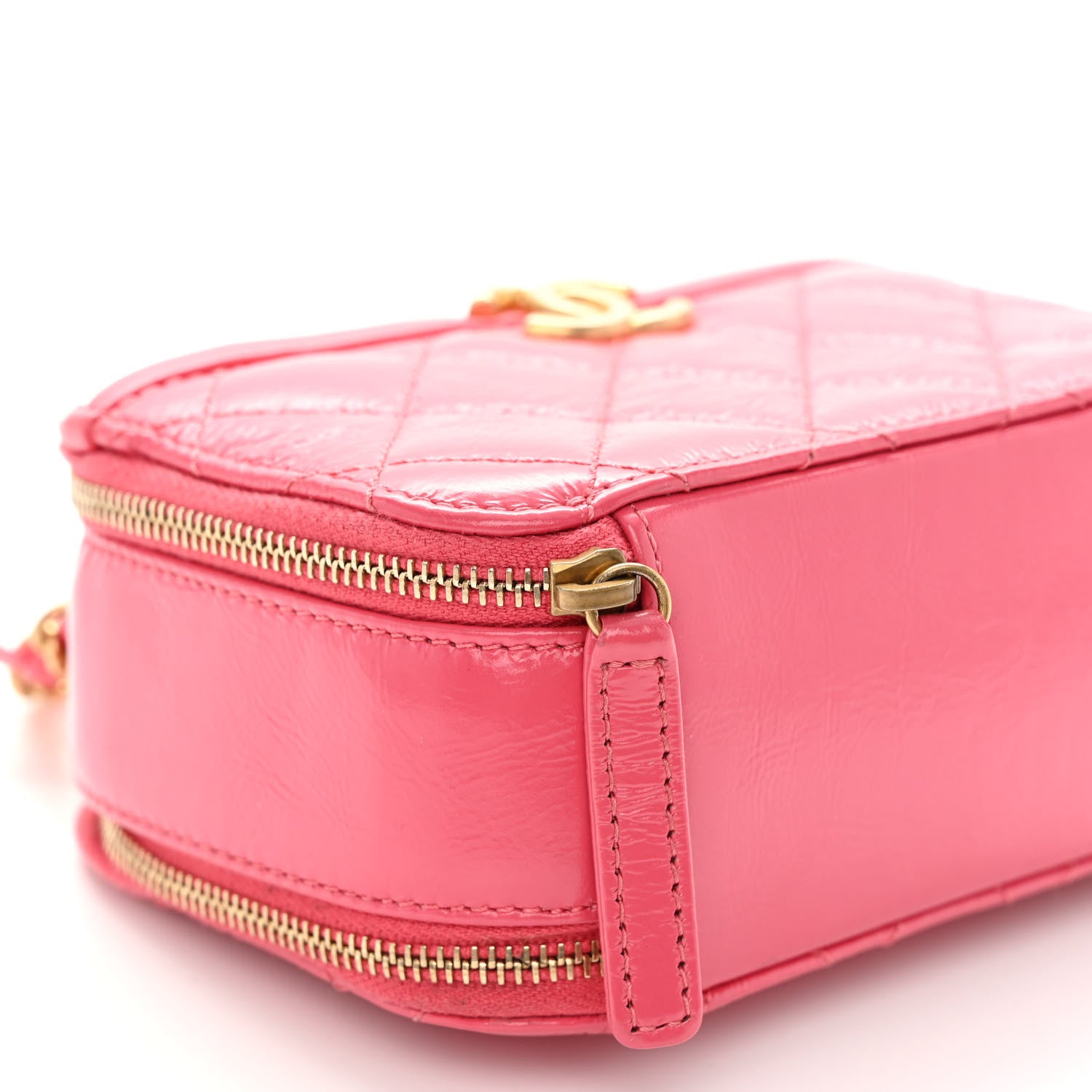 Chanel Glazed Aged Calfskin Quilted Small Top Handle Vanity Case Dark Pink 10 of 11
