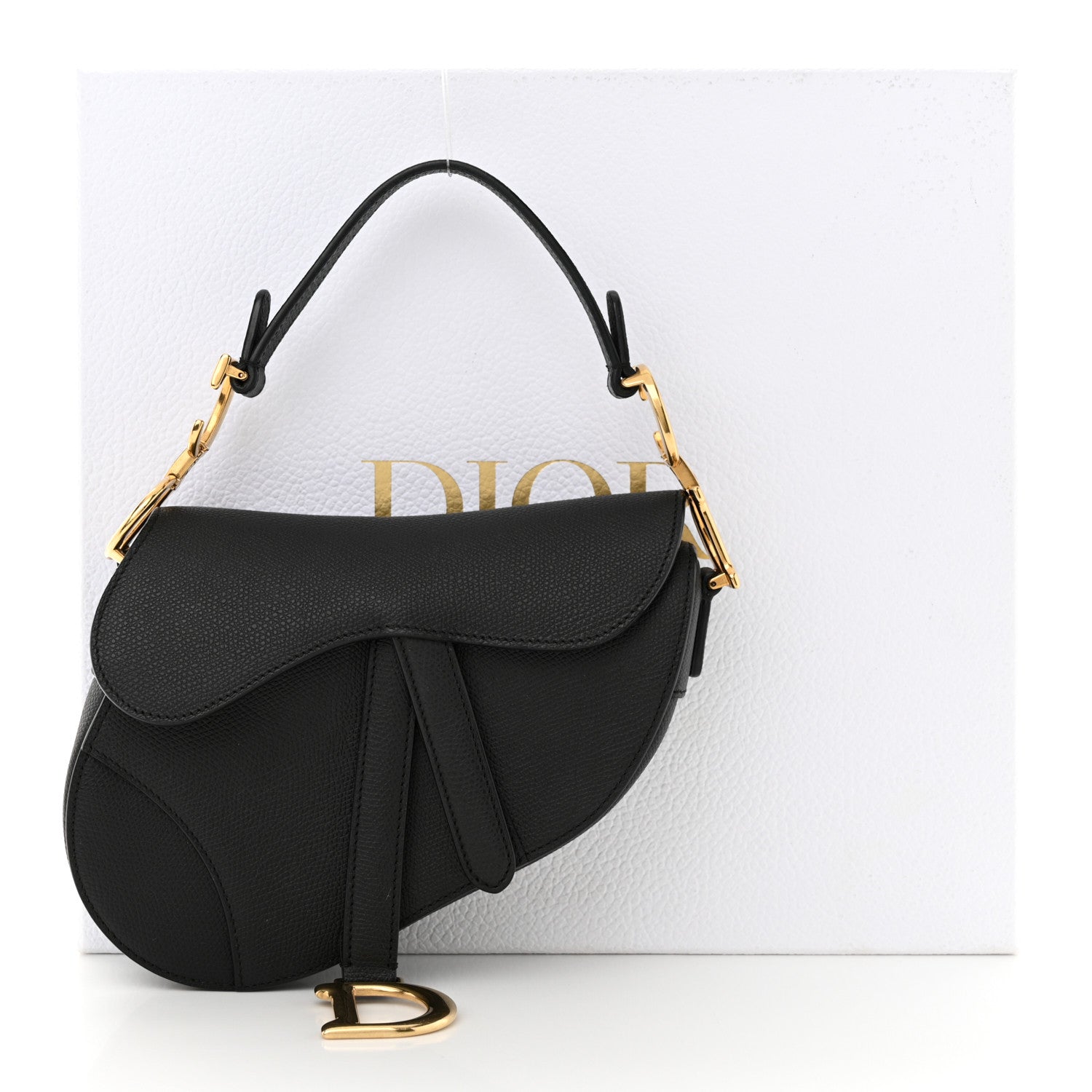 Christian Dior Grained Calfskin Mini Saddle Bag Black 11 of 11