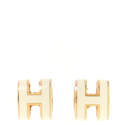 Hermes Gold Lacquered Mini Pop H Earrings White 1 of 7