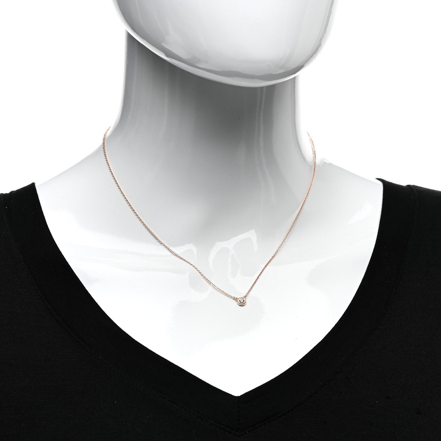 18K Rose Gold Diamond .10ct Elsa Peretti Diamonds by the Yard Pendant Necklace