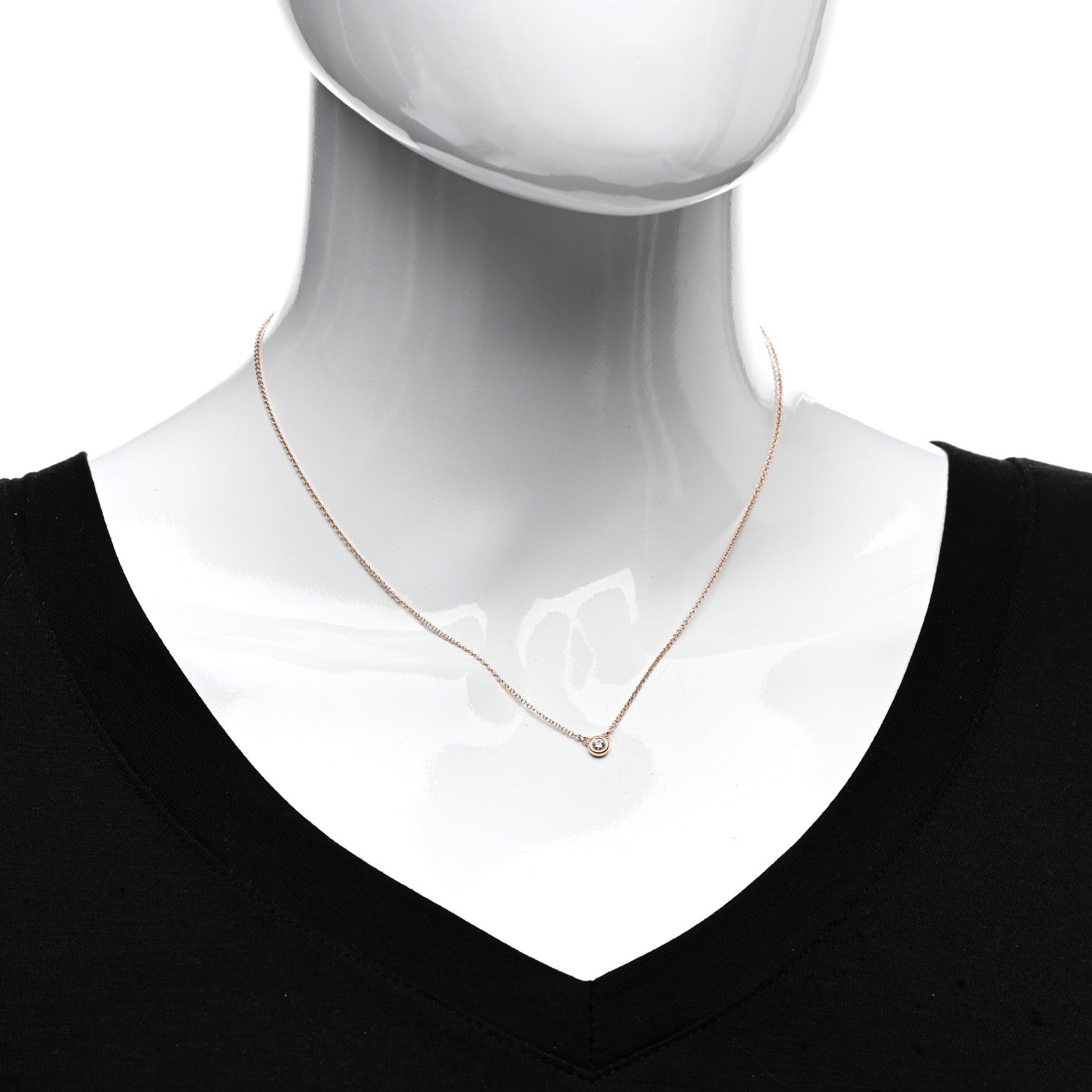 Tiffany 18K Rose Gold Diamond .10ct Elsa Peretti Diamonds by the Yard Pendant Necklace 2 of 4