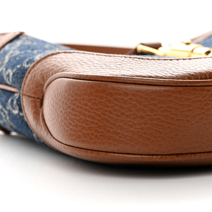 Gucci New Denim GG Monogram Calfskin Small Jackie 1961 Hobo Blue Tea Cuir 9 of 12