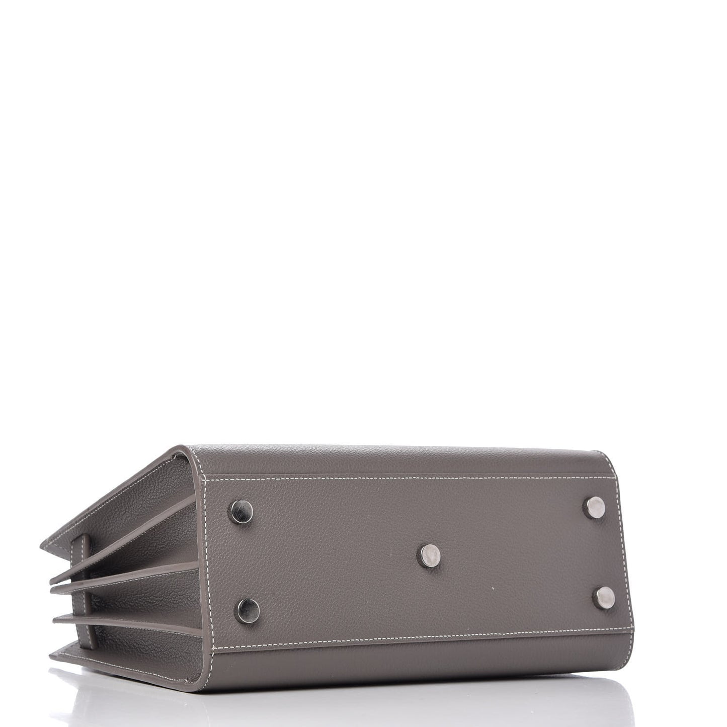 Grained Calfskin Topstich Baby Sac De Jour Fog
