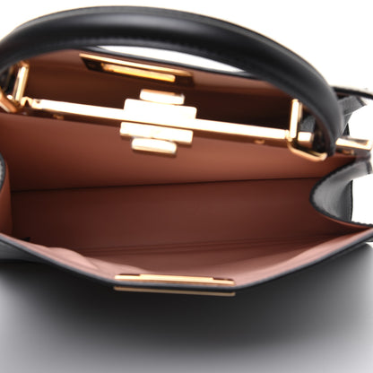 Fendi Vitello Seta Shiny Nappa Medium Peekaboo I SEE U Satchel Black Light Rose 5 of 25