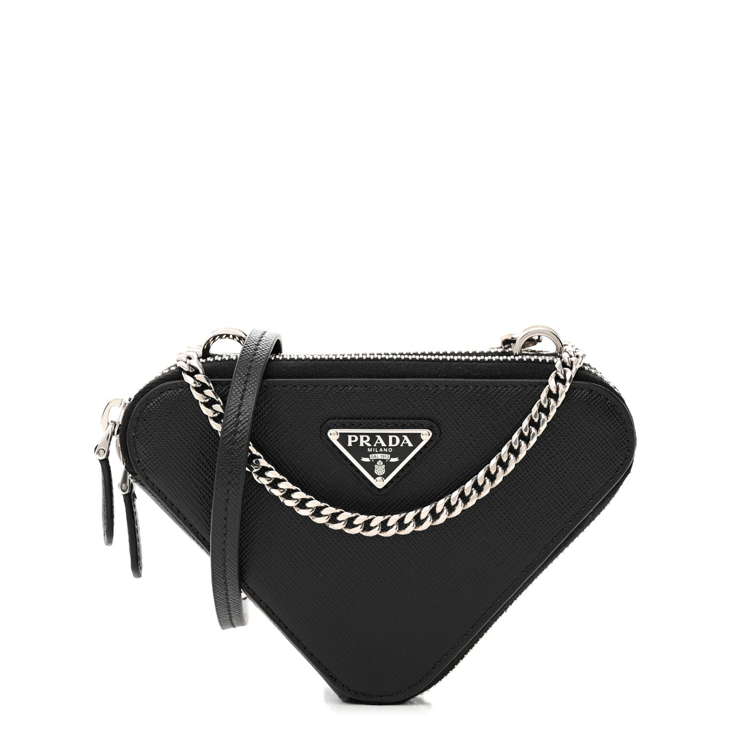 Saffiano Mini Triangle Crossbody Pouch Black