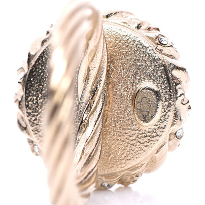 Chanel Pearl Crystal CC Ring 6.5 Gold 4 of 5