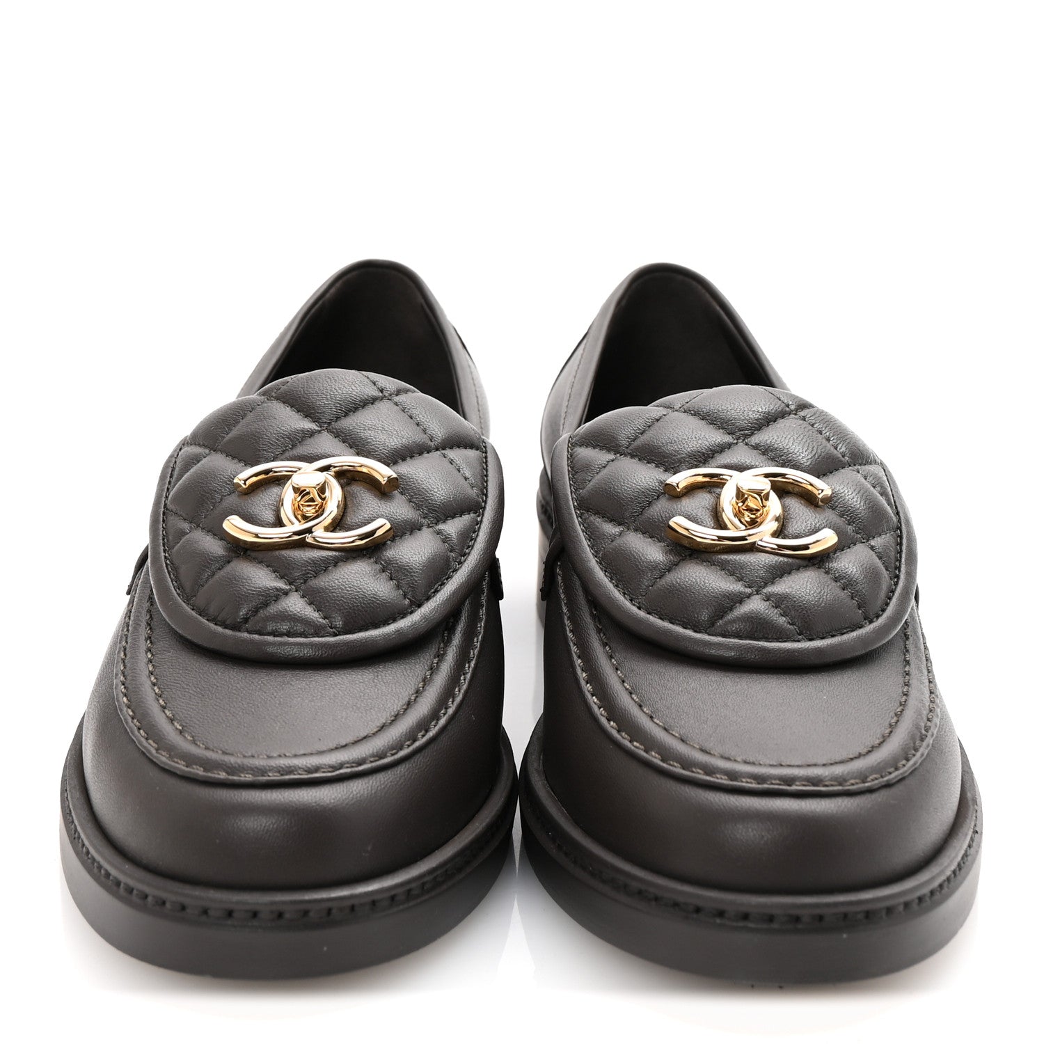 Chanel Lambskin Quilted CC Turnlock Loafers 38.5 Dark Brown 3 of 10