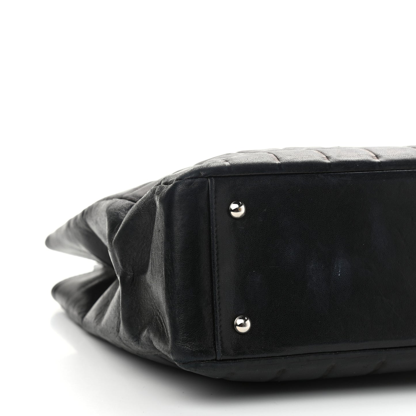 Lambskin Chocolate Bar Quilted Frame Handbag Black