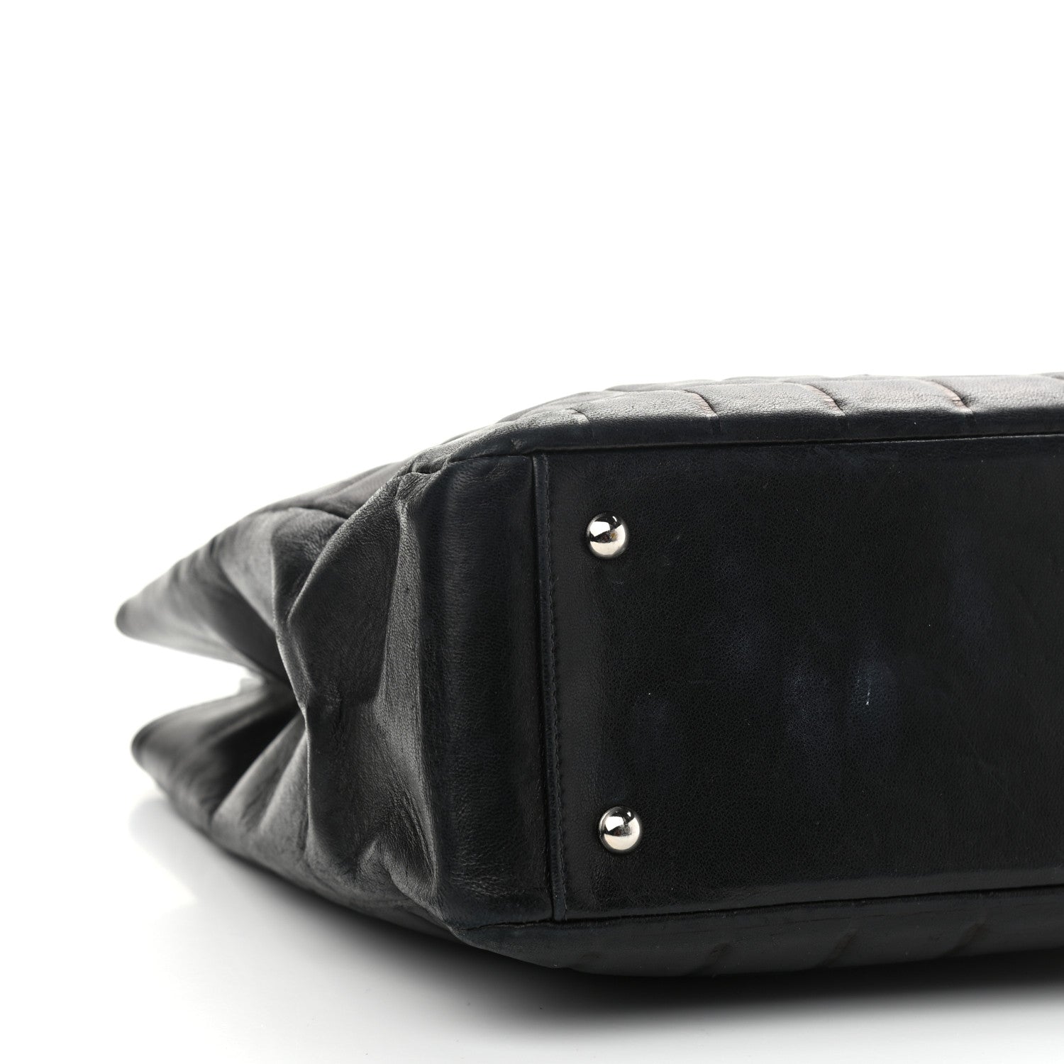 Chanel Lambskin Chocolate Bar Quilted Frame Handbag Black 9 of 10
