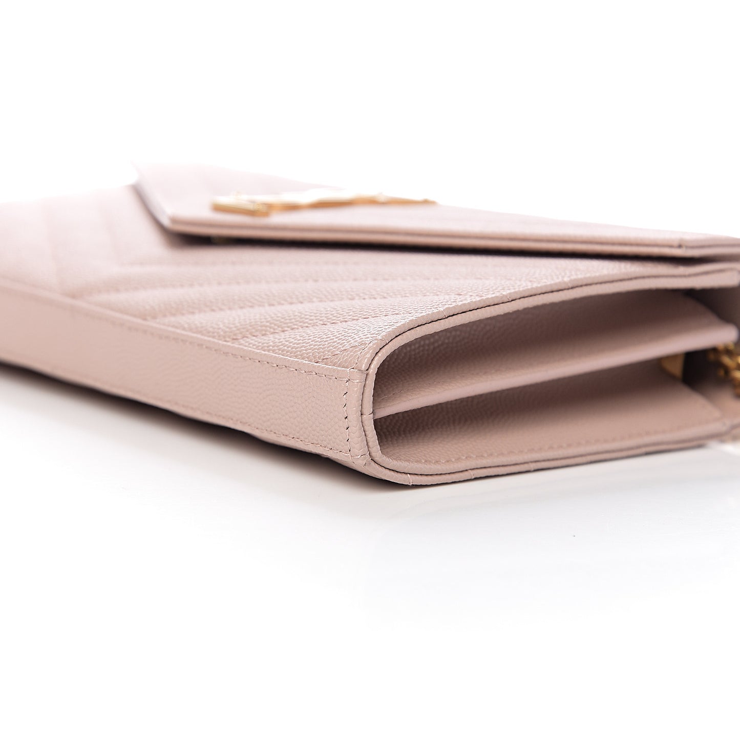 Grain De Poudre Matelasse Chevron Monogram Chain Wallet Pale Pink