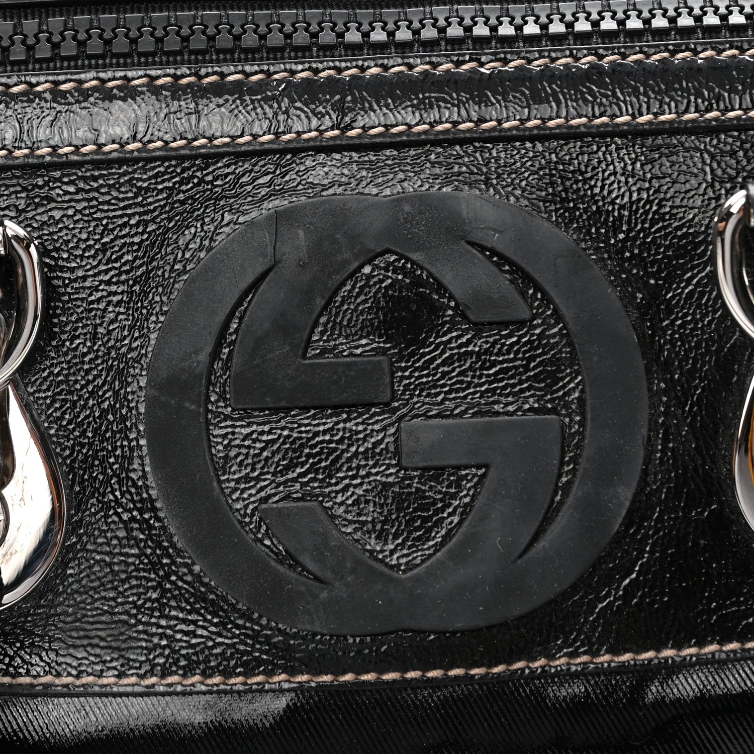 Gucci Patent Interlocking GG Duffle Bag Black 9 of 9