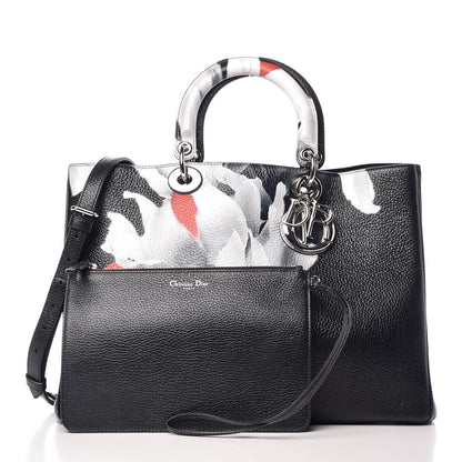 Christian Dior Bullcalf Printed Large Flower Diorissimo Tote Black 3 of 16