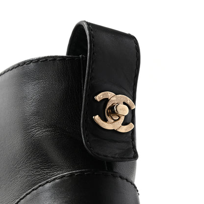 Chanel Calfskin CC Turnlock Lace Up Boots 35.5 Black 5 of 14
