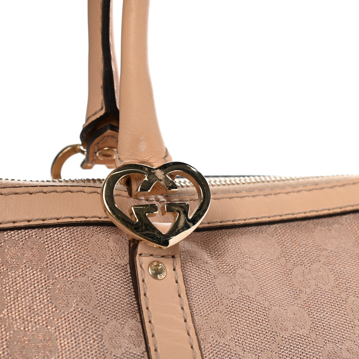 Gucci Metallic Monogram Small Lovely Heart Tote Pink 14 of 16