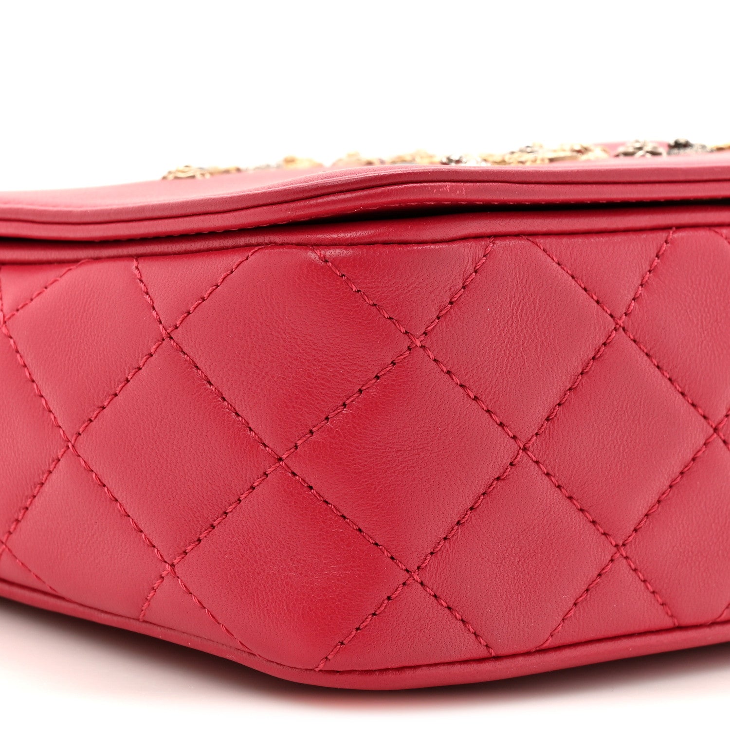 Chanel Lambskin Quilted Lucky Charms CC Crossbody Messenger Flap Red 10 of 11