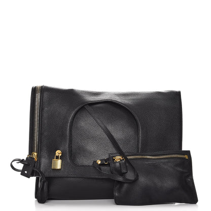 Tom Ford Grained Calfskin Large Alix Padlock Zip Shoulder Bag Black 3 of 9