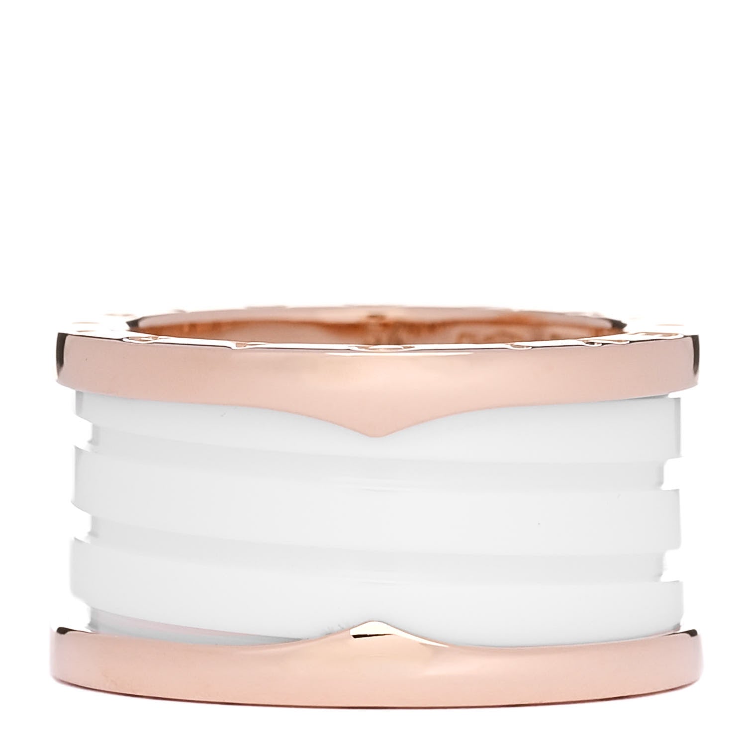 Bulgari 18K Rose Gold White Ceramic B.Zero1 Four-Band Ring 54 6.75 1 of 5