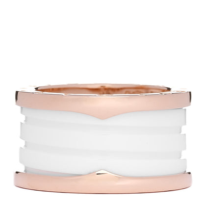 Bulgari 18K Rose Gold White Ceramic B.Zero1 Four-Band Ring 54 6.75 1 of 5