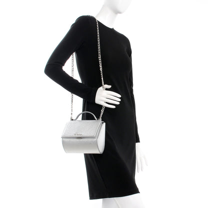 Givenchy Metallic Calfskin Mini Pandora Box Chain Crossbody Bag Silver 2 of 7