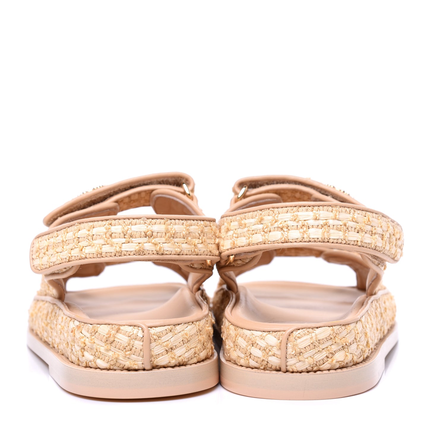 Braided Fabric Velcro Dad Sandals 38.5 Beige