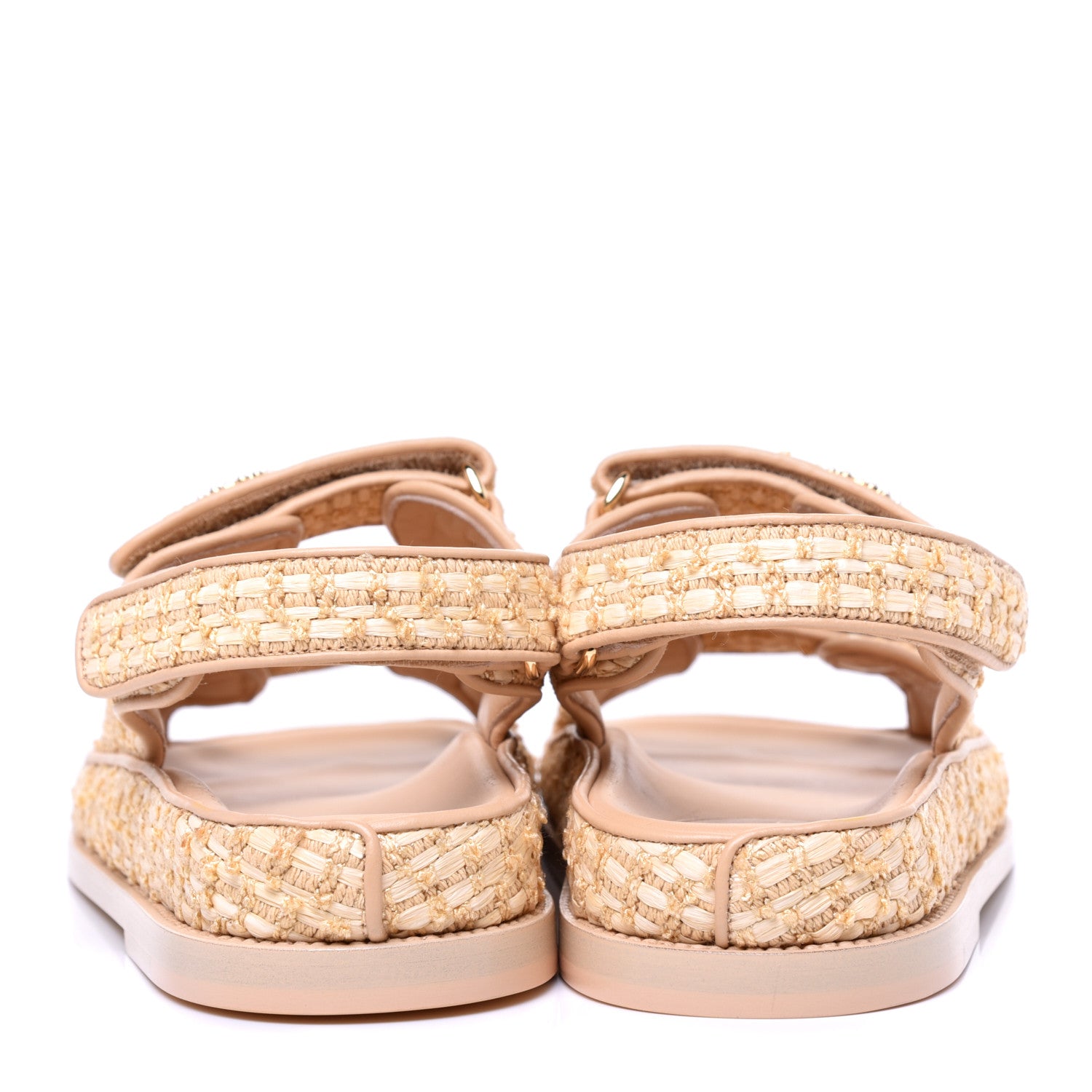 Chanel Braided Fabric Velcro Dad Sandals 38.5 Beige 7 of 11