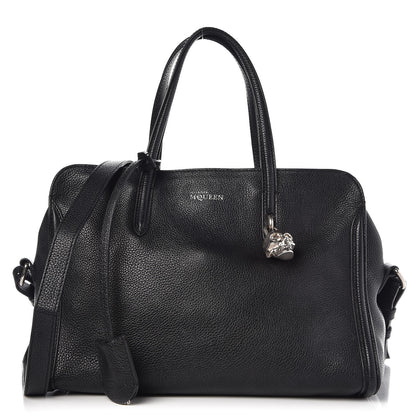 Alexander McQueen Pebbled Calfskin Small Skull Padlock Zip Around Tote Black 1 of 15