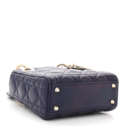 Christian Dior Lambskin Cannage Mini Lady Dior Navy Blue 4 of 11