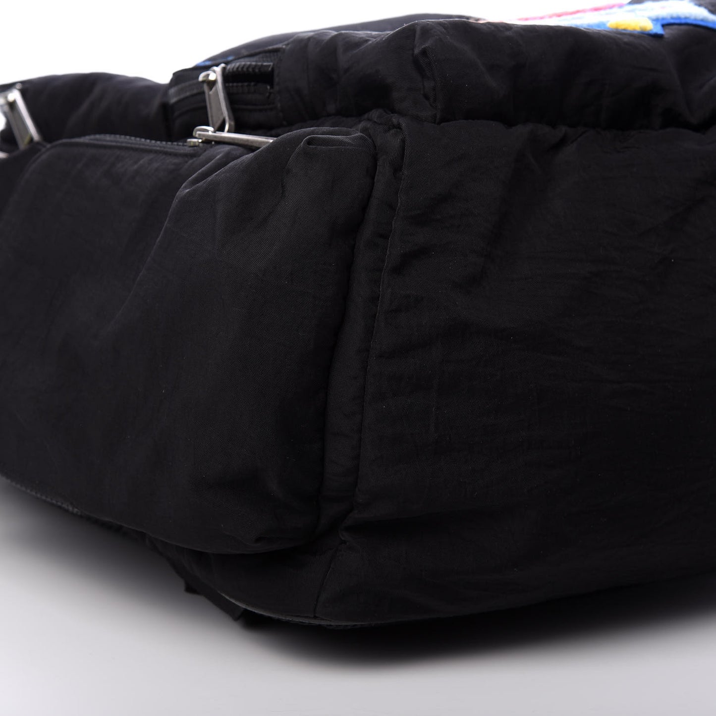 Nylon Twill 80s Logo Patch Backpack Black