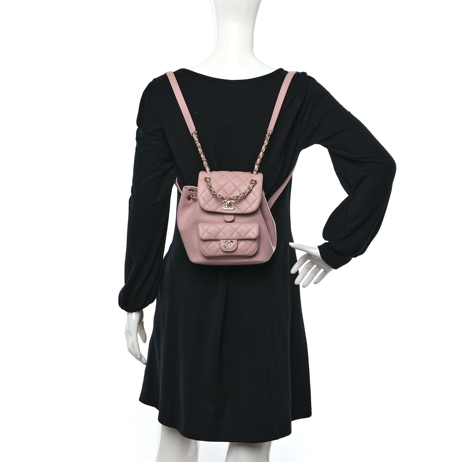 Chanel Lambskin Quilted Small Duma Drawstring Backpack Light Pink 2 of 13