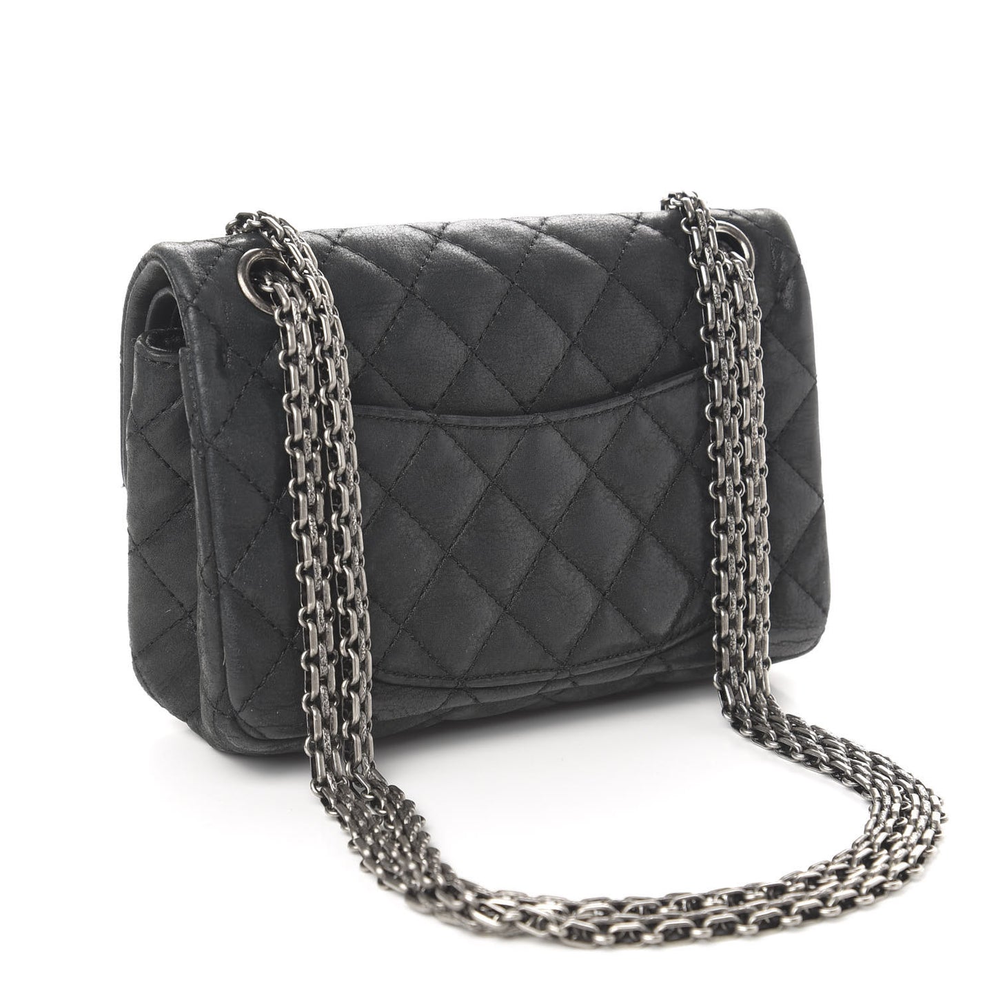 Iridescent Calfskin Quilted 2.55 Reissue 224 Flap Black