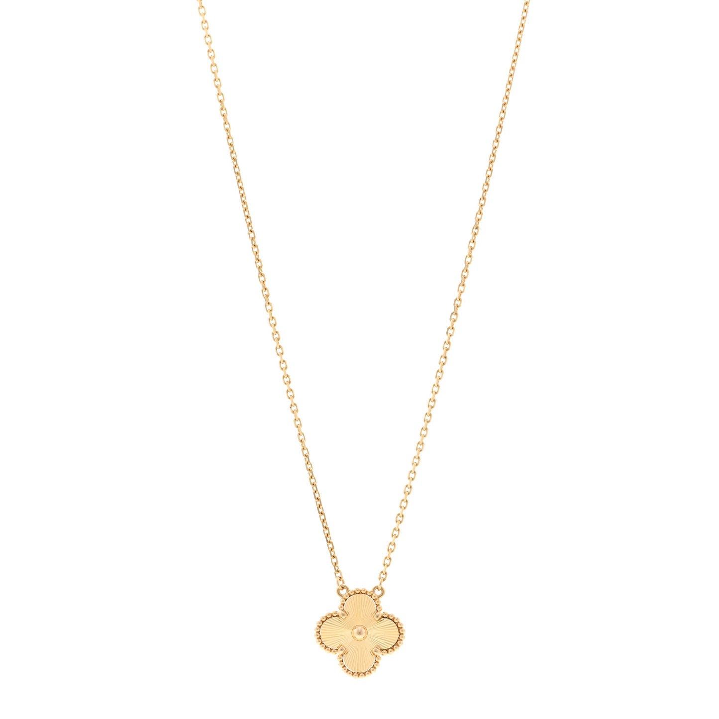 18K Yellow Gold Guilloché Vintage Alhambra Pendant Necklace