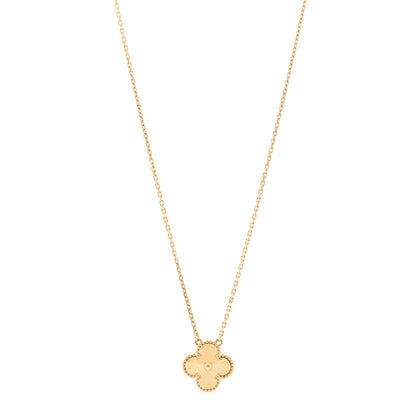 Van Cleef & Arpels 18K Yellow Gold Guilloché Vintage Alhambra Pendant Necklace 1 of 5
