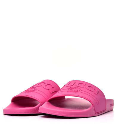 Gucci Rubber Womens Logo Slide Sandals 40 Fuchsia 3 of 9