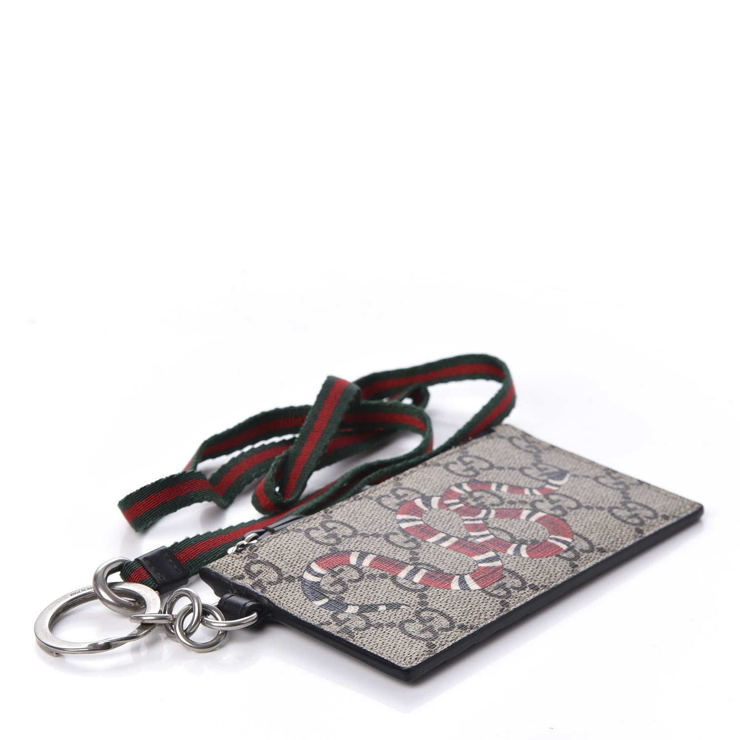 Gucci GG Supreme Monogram Kingsnake Lanyard Coin Case Card Holder 3 of 11