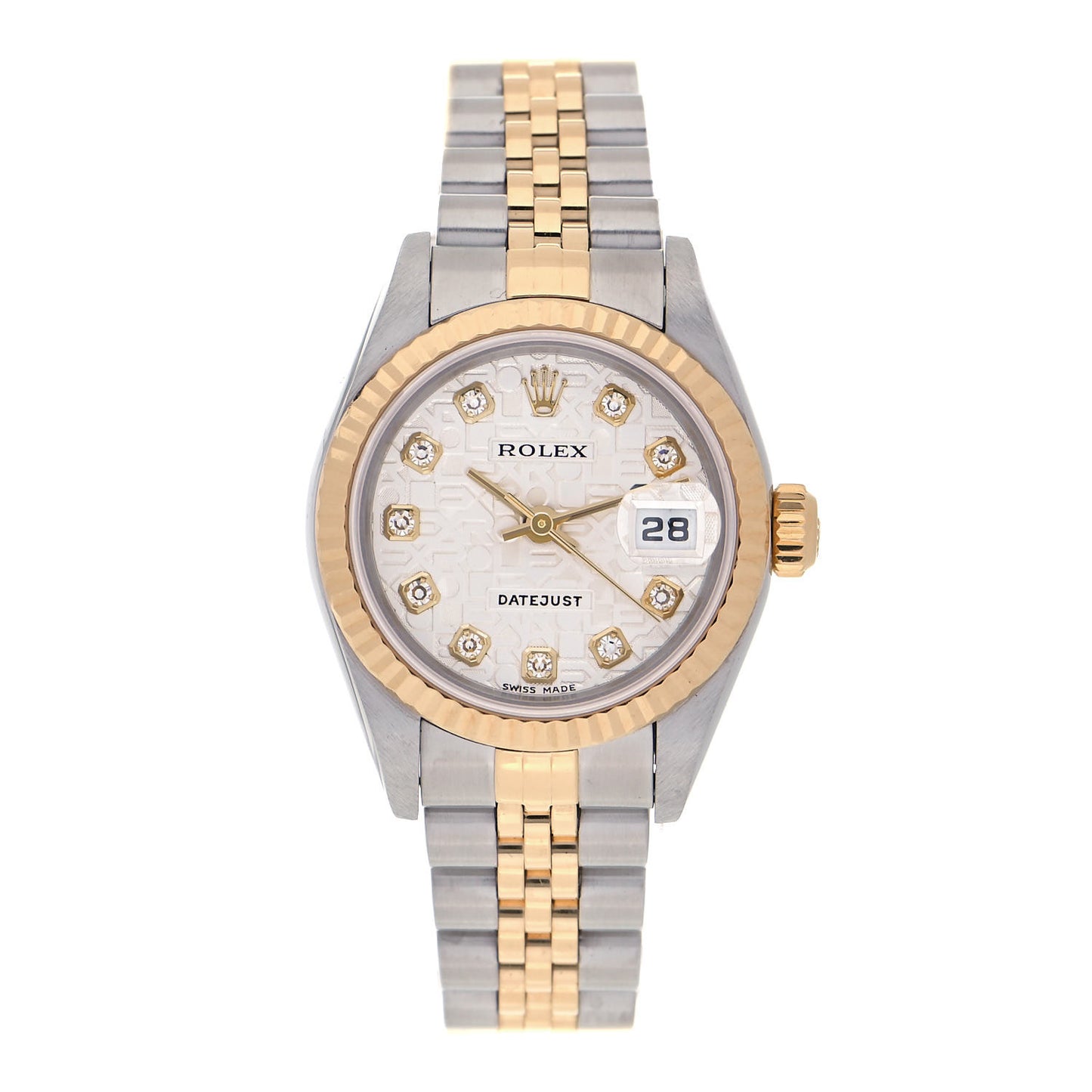 Stainless Steel 18K Yellow Gold Diamond 26mm Oyster Perpetual Datejust Watch Silver Jubilee 79173