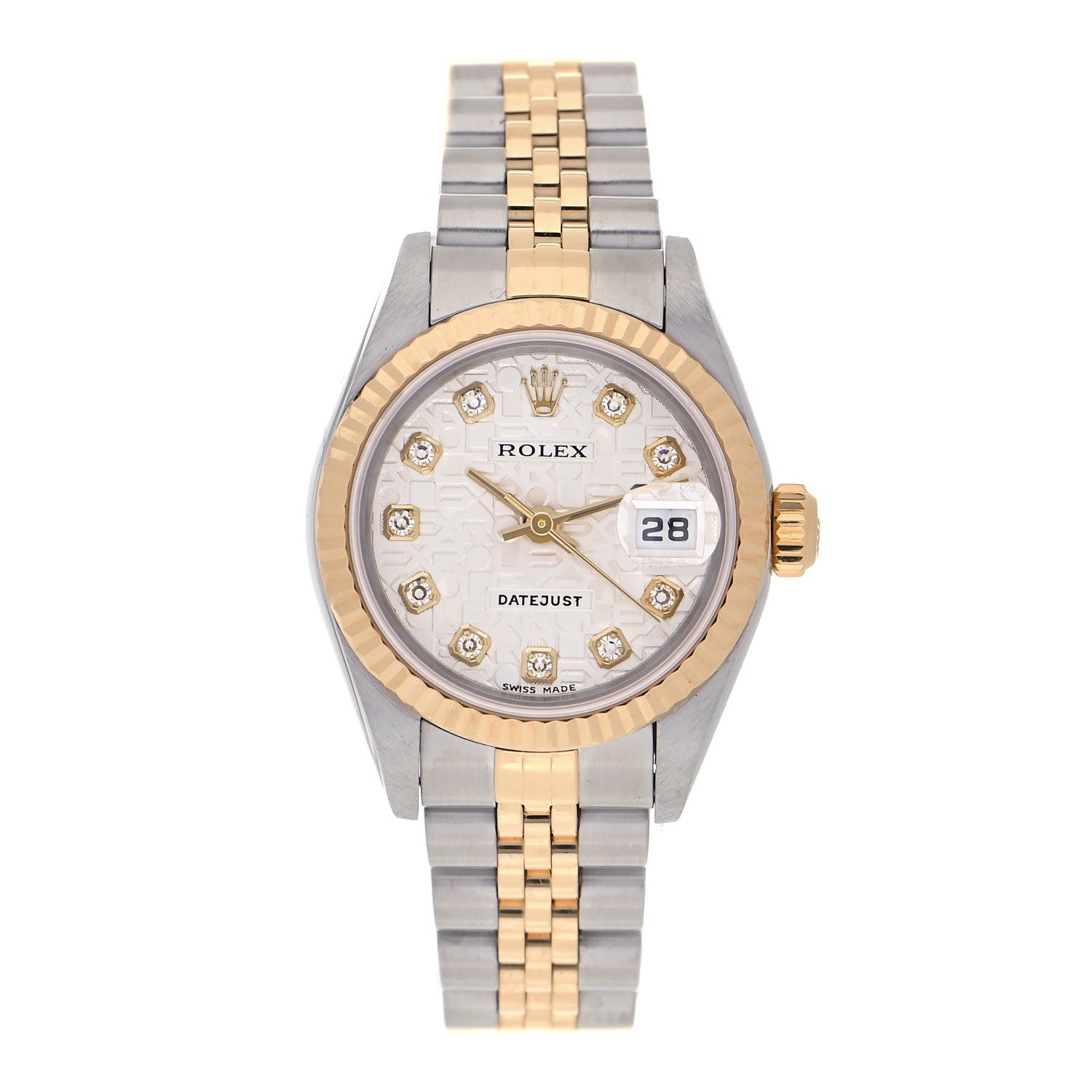 Rolex Stainless Steel 18K Yellow Gold Diamond 26mm Oyster Perpetual Datejust Watch Silver Jubilee 79173 1 of 4