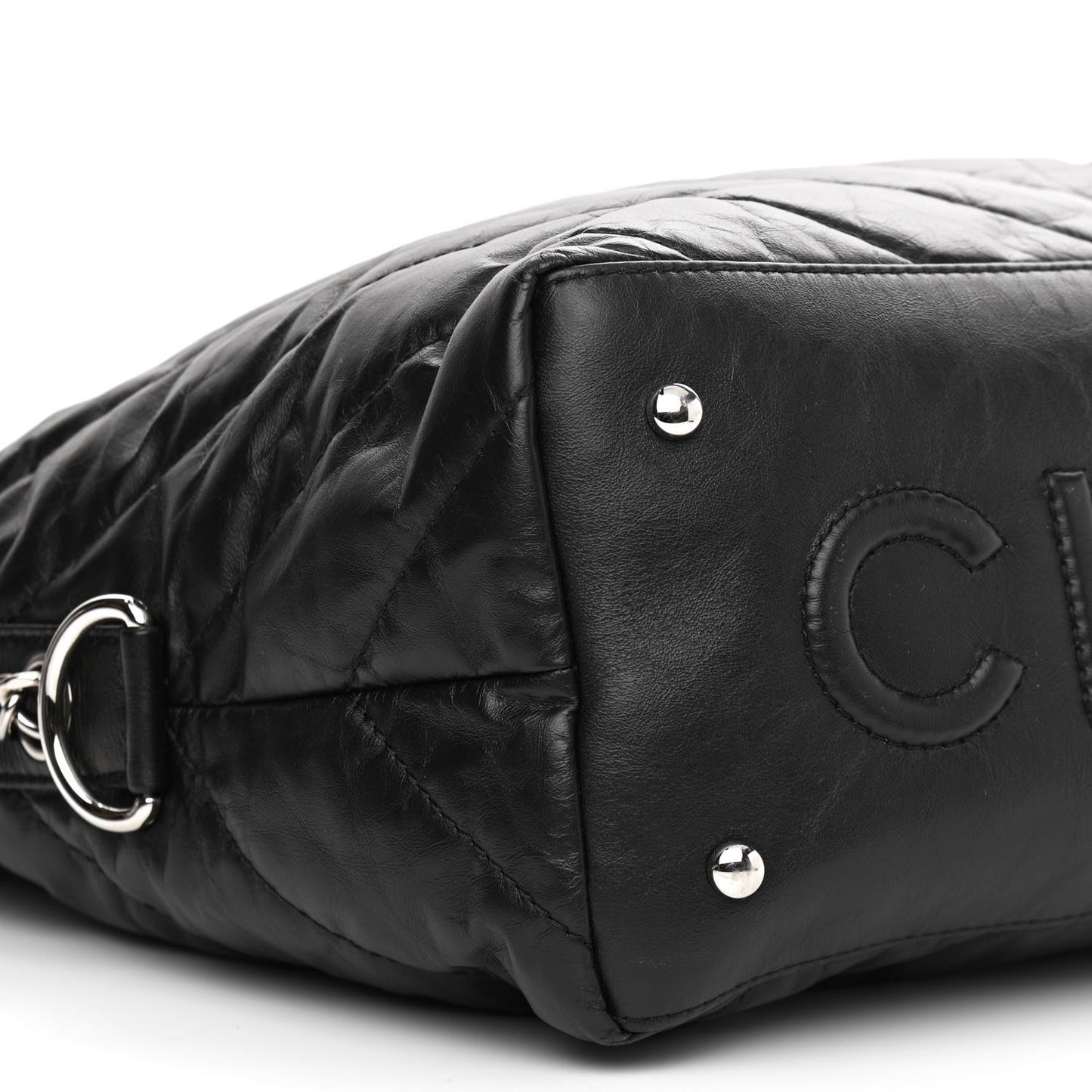 Aged Calfskin Chevron Small Big Bang Hobo Black