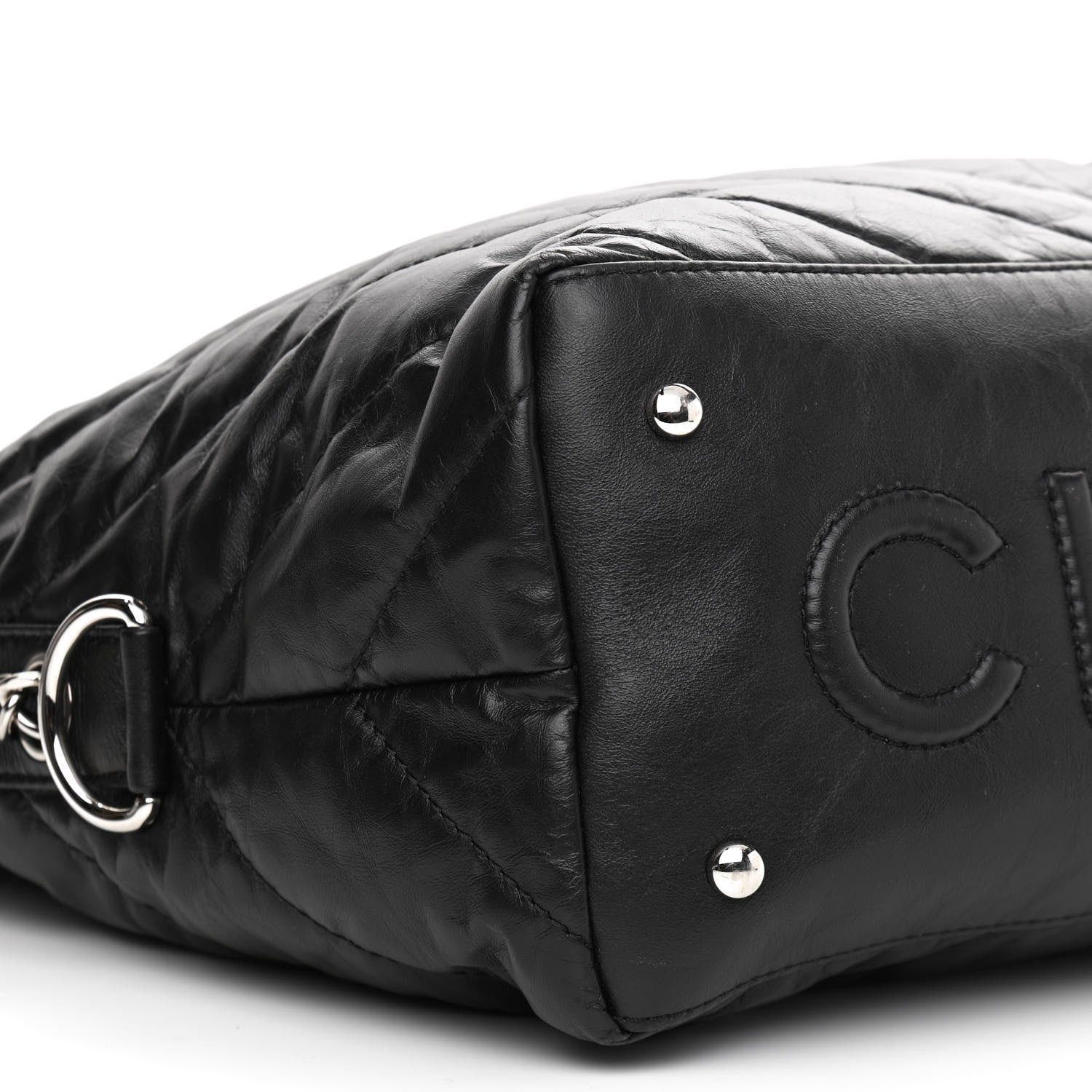 Chanel Aged Calfskin Chevron Small Big Bang Hobo Black 8 of 10