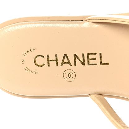 Chanel Goatskin CC Times Square Thong Sandals 37 Beige 16 of 20