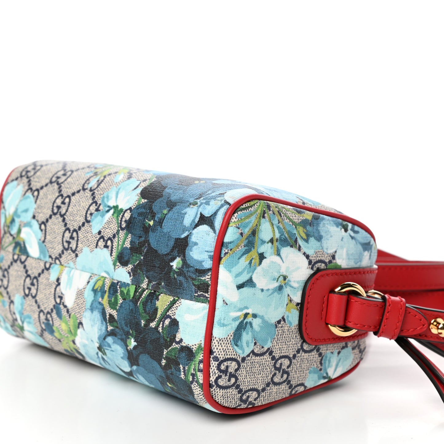 GG Supreme Monogram Blooms Mini Boston Navy Blue Hibiscus