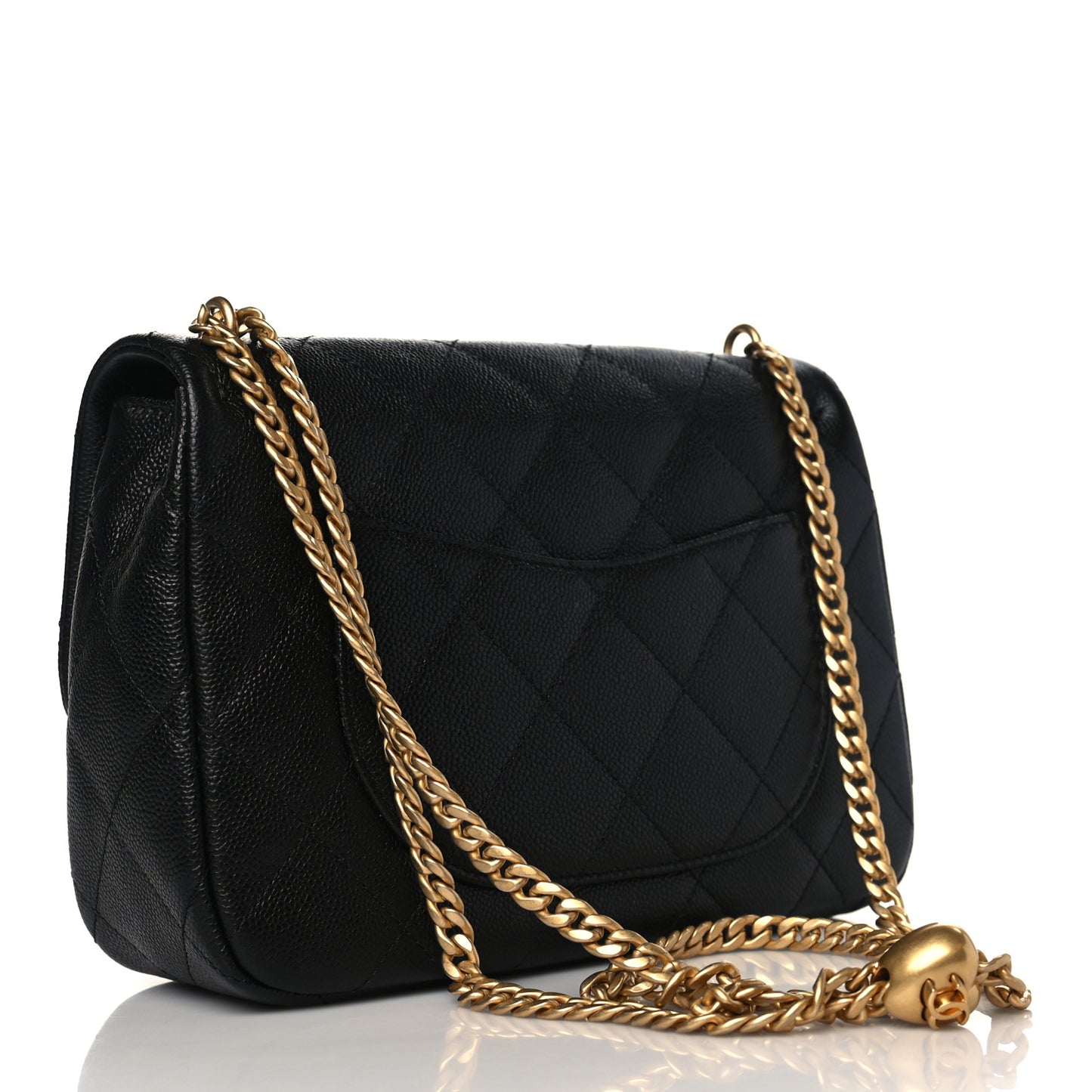 Caviar Quilted Sweetheart Flap Black