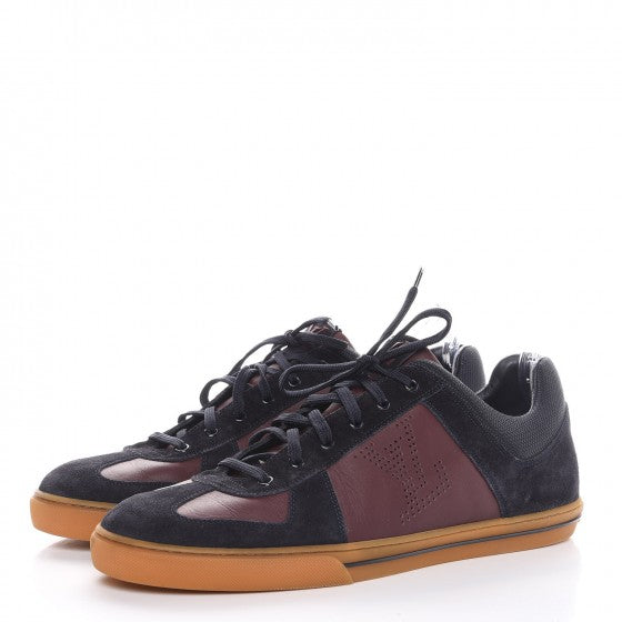 Suede Calfskin Dream On Low Top Sneakers 11 Blue Burgundy