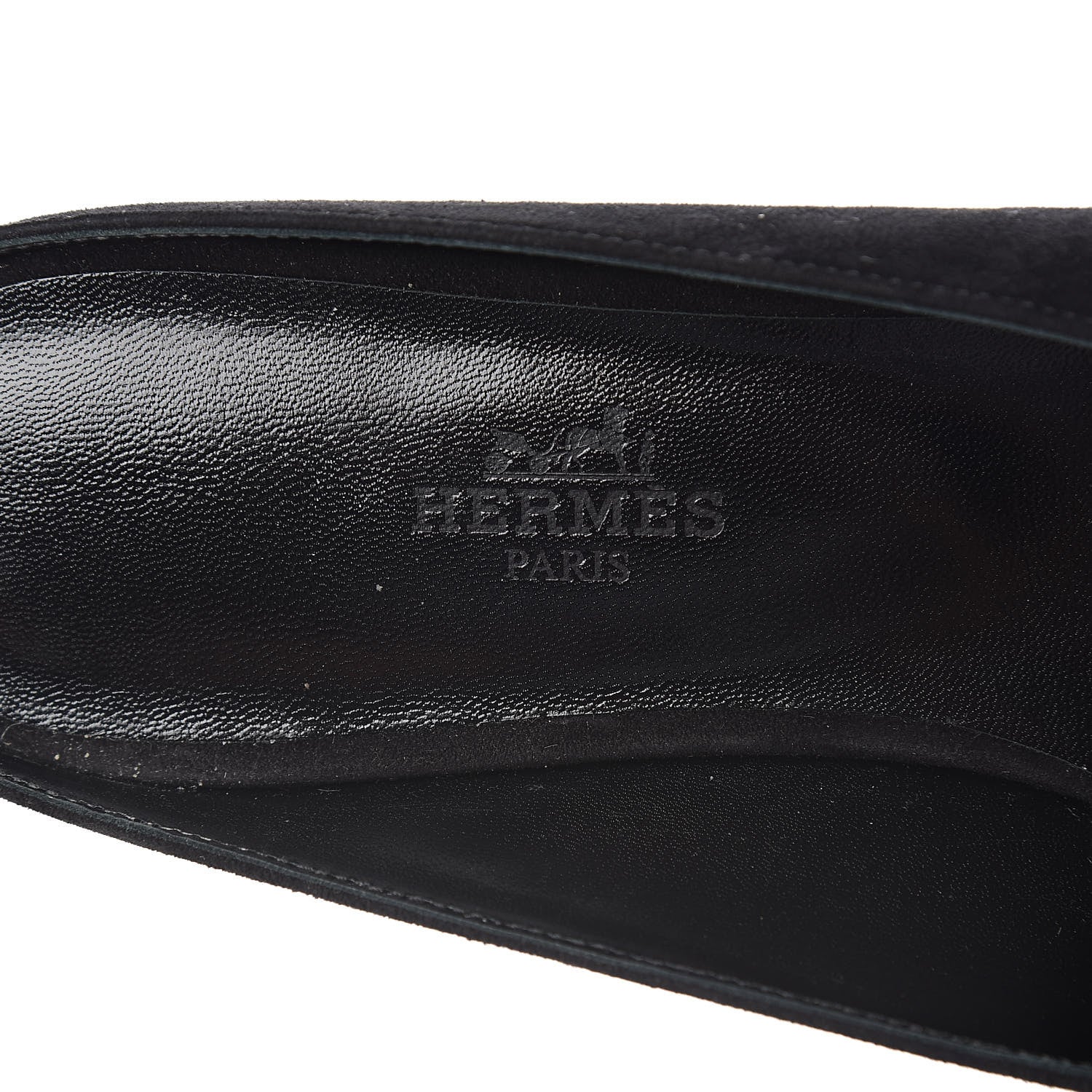 Hermes Suede Goatskin Crystal Roxane Mules 38 Gris Argente Black 7 of 8