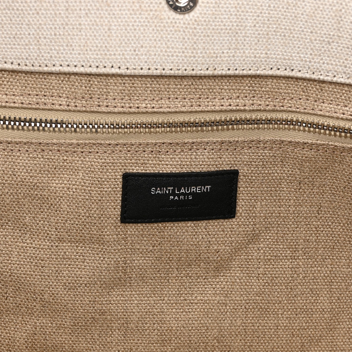 Saint Laurent Linen Calfskin Rive Gauche Tote Optic White 6 of 9