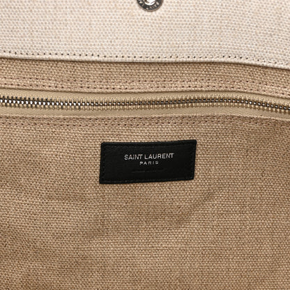 Saint Laurent Linen Calfskin Rive Gauche Tote Optic White 6 of 9