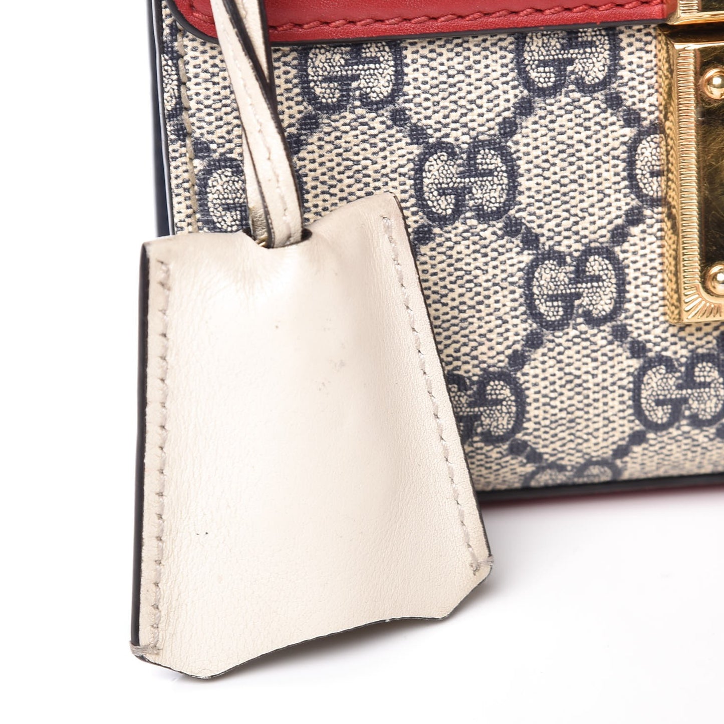 GG Supreme Monogram Moon Calfskin Small Padlock Shoulder Bag Beige Blue Hibiscus Red Mystic White