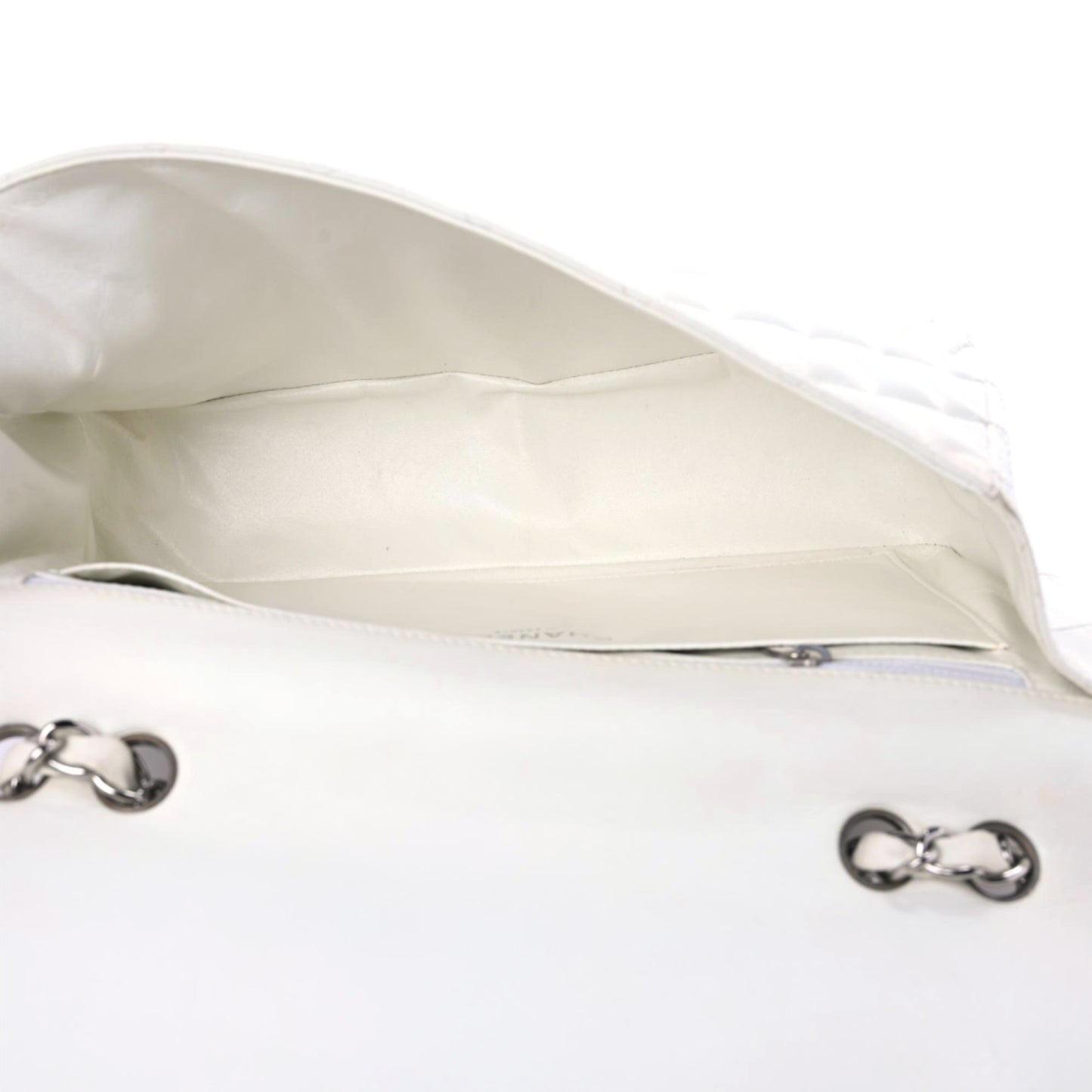 Lambskin Quilted Jumbo Single Flap White